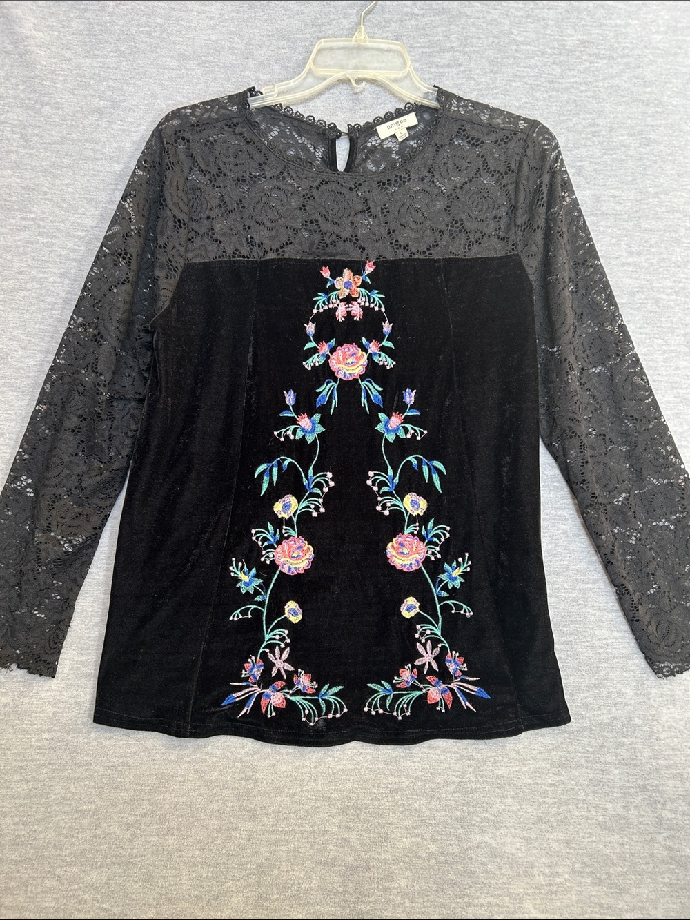UMGEE Black Lace and Velvet Goth Festival Dark Romantic Embroidered Dark Fairy
